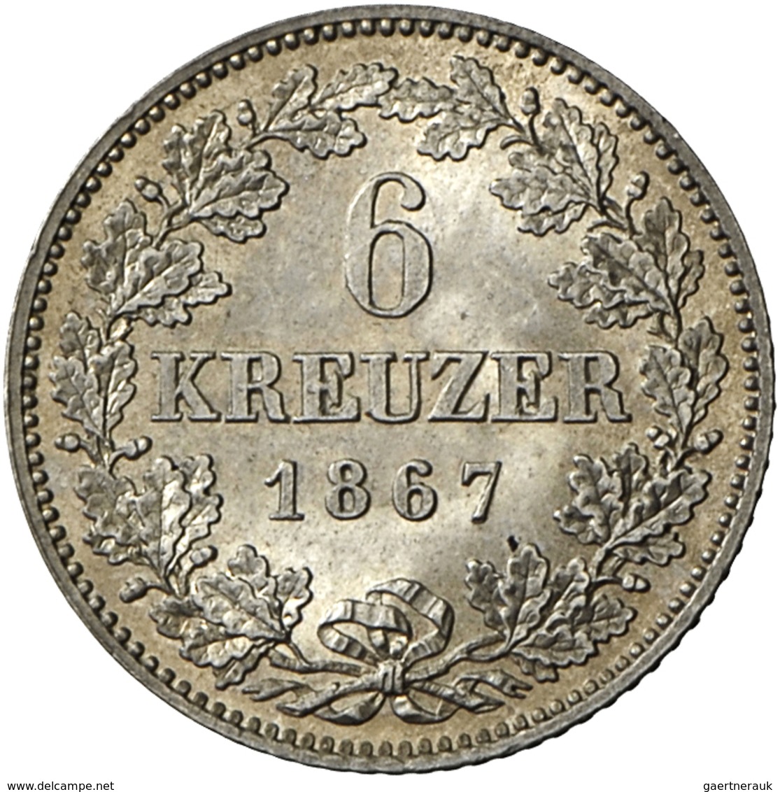 Bayern: Ludwig II. 1864-1886: 6 Kreuzer 1867, AKS 181, Jaeger 98, Seltener Jahrgang In Hervorragende - Other & Unclassified