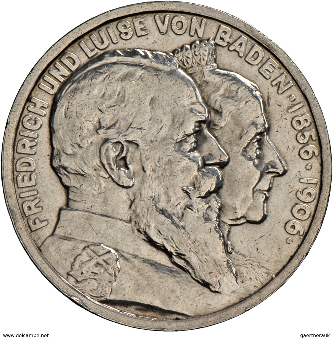 Baden: Friedrich I. (1856-1907): 5 Mark 1906 (G) Goldene Hochzeit, Sehr Schön/vorzüglich. Kratzer, K - Taler Et Doppeltaler