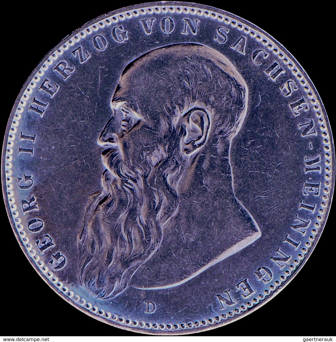 Sachsen-Meiningen: Georg II. 1866-1914: 5 Mark 1908 D, Jaeger 153b (Bart Berührt Perlkreis Nicht). K - Taler Et Doppeltaler