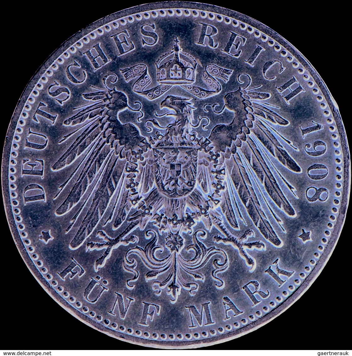 Sachsen-Meiningen: Georg II. 1866-1914: 5 Mark 1908 D, Jaeger 153b (Bart Berührt Perlkreis Nicht). K - Taler Et Doppeltaler