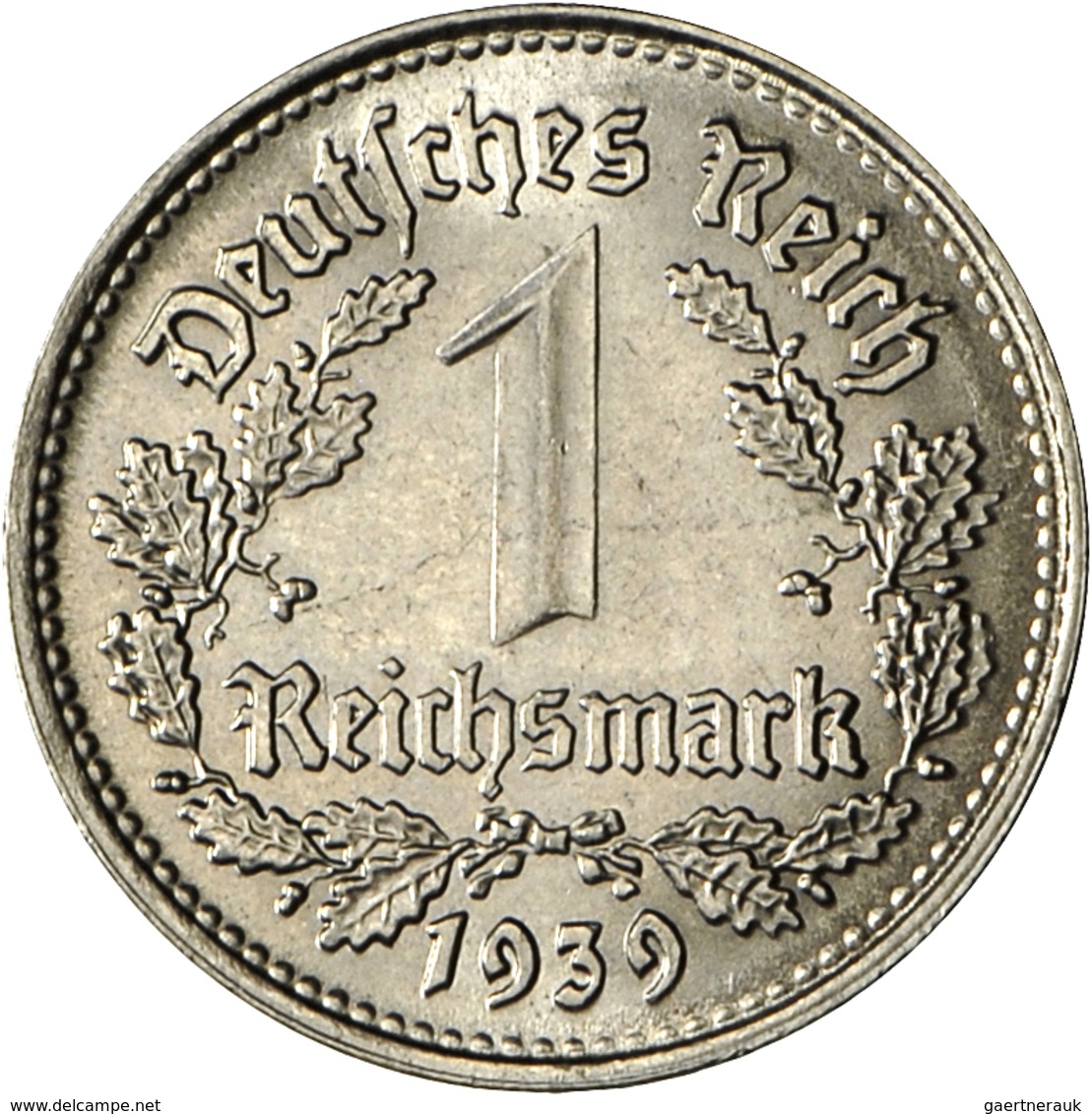 Drittes Reich: 1 Reichsmark 1939 B, Jaeger 354, AKS 2018, No. 36, Fast Stempelglanz. - Altri & Non Classificati