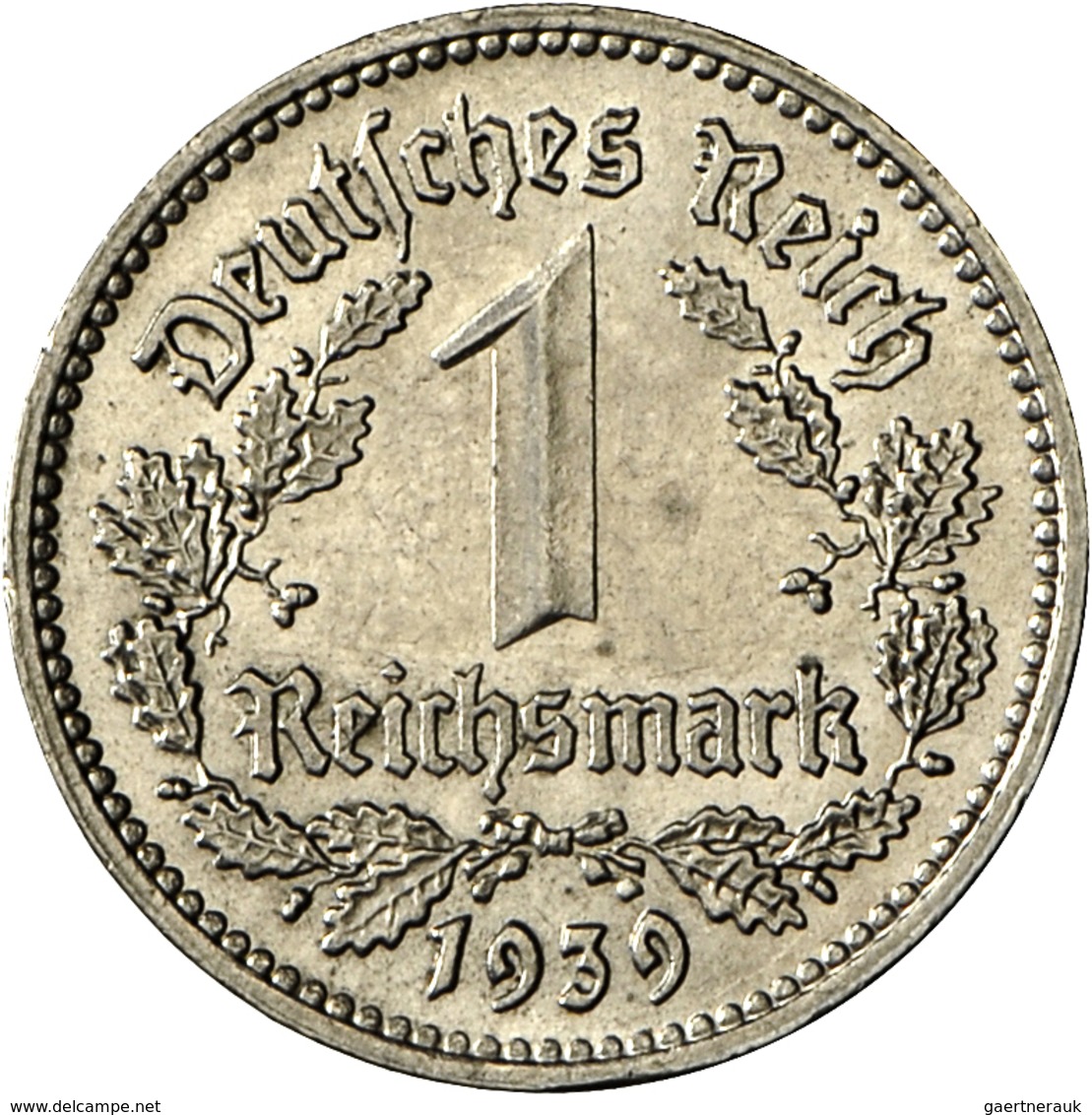 Drittes Reich: 1 Reichsmark 1939 G, Jaeger 354, AKS 2018, No. 36, Fast Stempelglanz. - Altri & Non Classificati