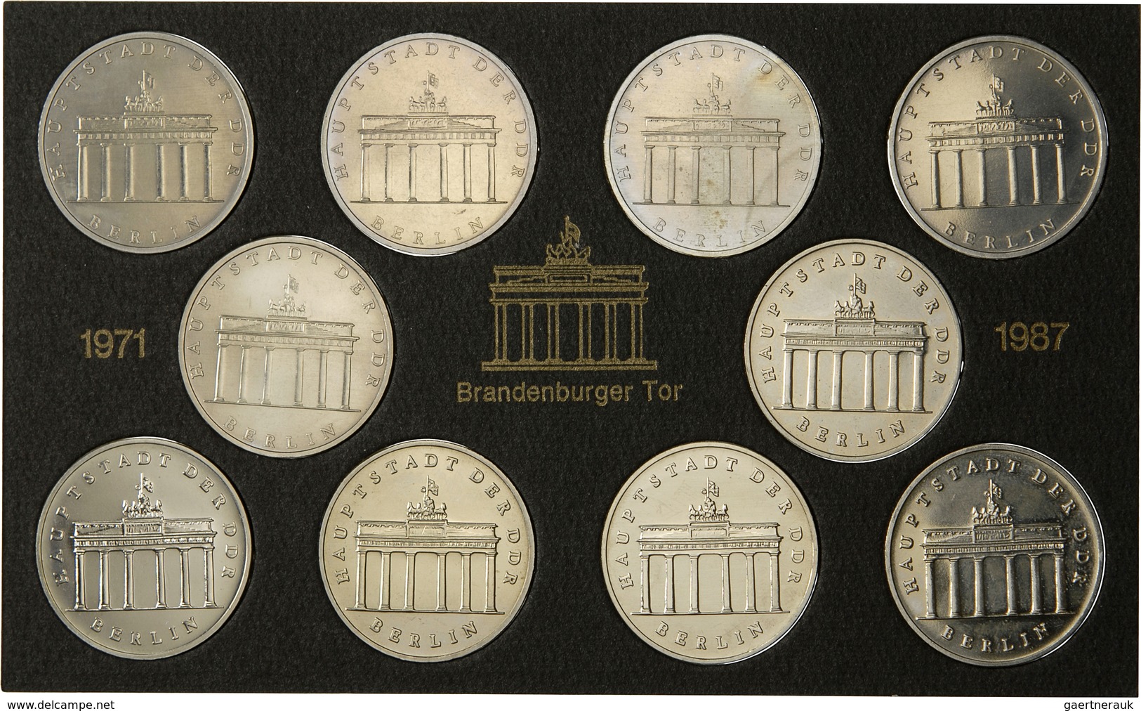 DDR: 5 Mark Satz "Brandenburger Tor", Zusammenstellung Aller 10 Jahrgänge 1971,1979-1987, Inklusive - Autres & Non Classés