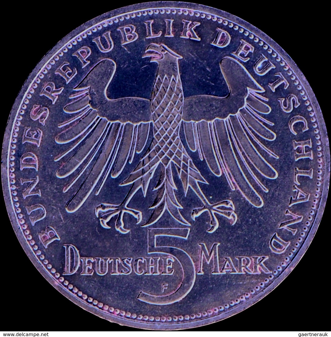 Bundesrepublik Deutschland 1948-2001: 5 DM 1955 F, Friedrich Schiller, Jaeger 389, Schwarze Punkte, - Autres & Non Classés