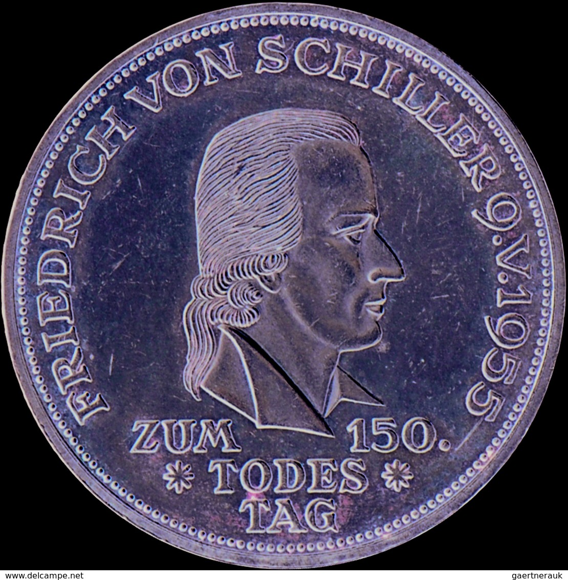 Bundesrepublik Deutschland 1948-2001: 5 DM 1955 F, Friedrich Schiller, Jaeger 389, Sehr Schön. - Other & Unclassified
