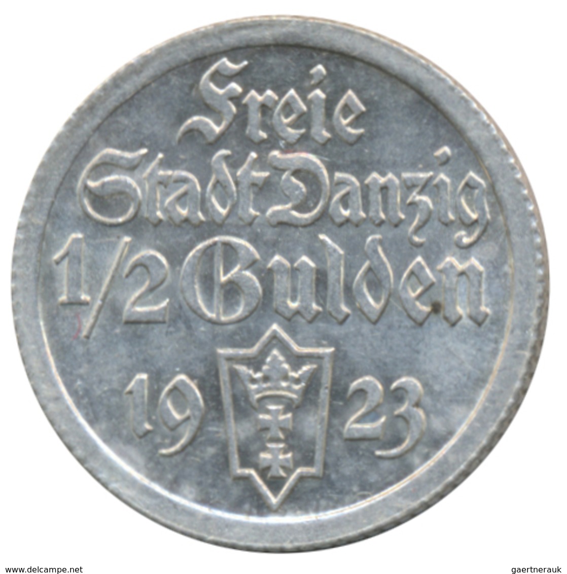 Kolonien Und Nebengebiete: Danzig, Freie Stadt: 1/2 Gulden 1923 (vorzüglich-Stemeplglanz) + 5 Pfenni - Autres & Non Classés