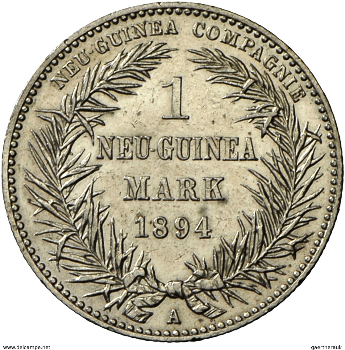 Deutsch-Neuguinea: 1 Mark 1894 A, Paradiesvogel, Jaeger 705, AKS 2018, No. 959, Sehr Schön/vorzüglic - Nouvelle Guinée Allemande