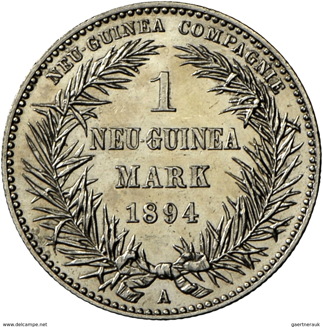 Deutsch-Neuguinea: 1 Mark 1894 A, Paradiesvogel, Jaeger 705, AKS 2018, No. 959, Vorzüglich/Stempelgl - Nouvelle Guinée Allemande