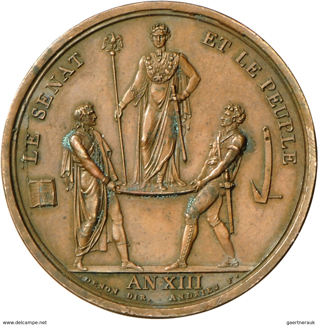 Medaillen Alle Welt: Frankreich, Napoleon I. 1804-1814/1815: Bronzemedaille AN XIII (1804), Stempel - Unclassified