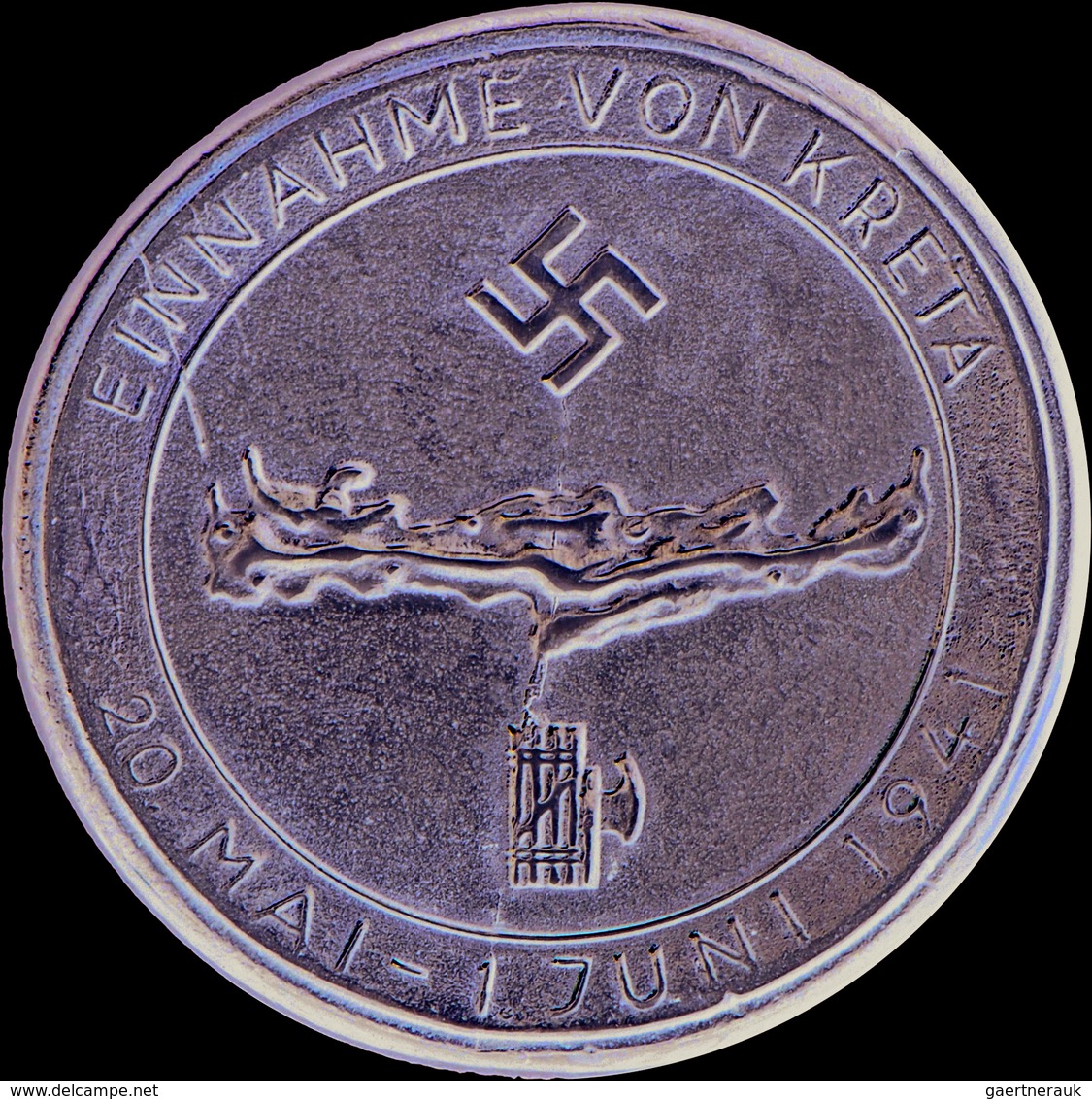 Medaillen Deutschland: Drittes Reich 1933-1945: Silber-Gußmedaille 1941, Auf Die Einnahme Von Kreta - Autres & Non Classés