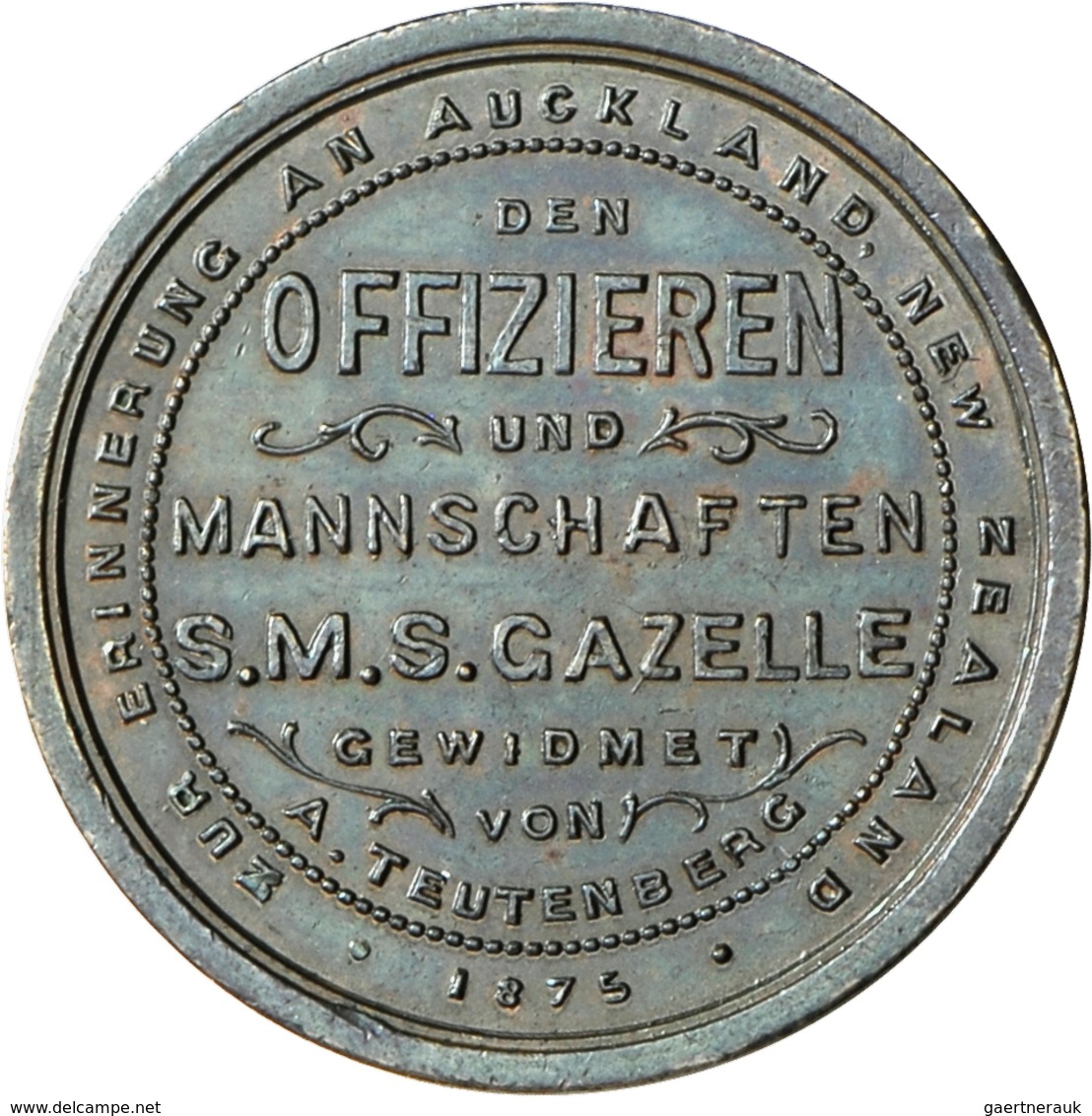 Medaillen Deutschland: Kupfermedaille 1875: Besuch Des Kriegsschiffes S.M.S. Gazelle In Auckland, Ne - Altri & Non Classificati