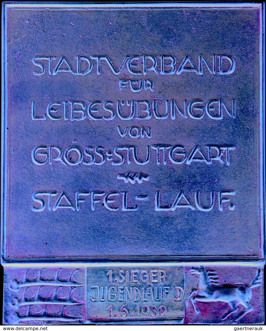 Medaillen Deutschland - Geographisch: Stuttgart: Bronzeplakette 1930, Preismedaille Des Stadtverband - Autres & Non Classés