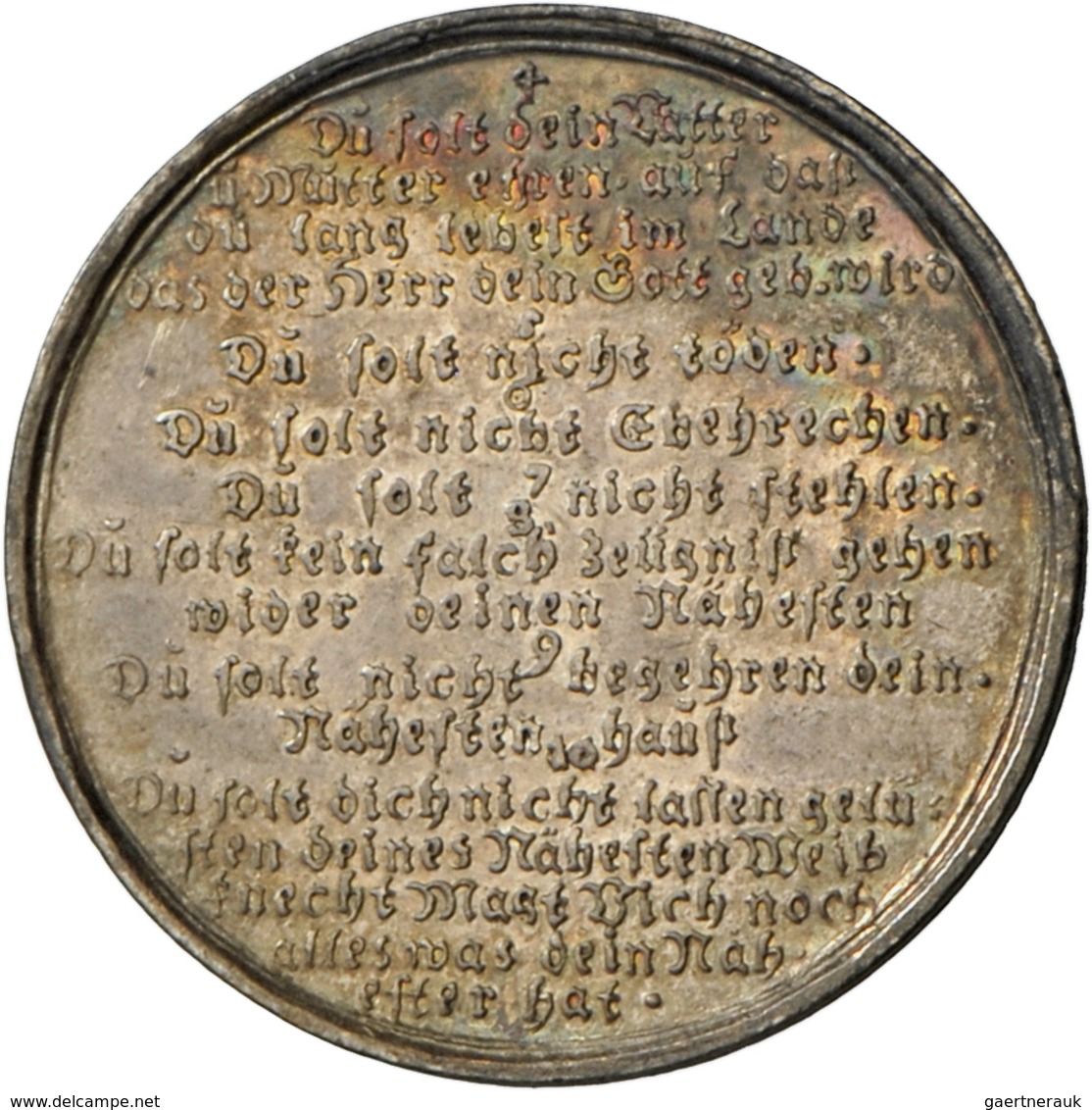 Medaillen - Religion: Silbermedaille O. J. (17. Jhd.), Auf Die 10 Gebote; 26 Mm, 5,2 G, Patina, Sehr - Non Classificati