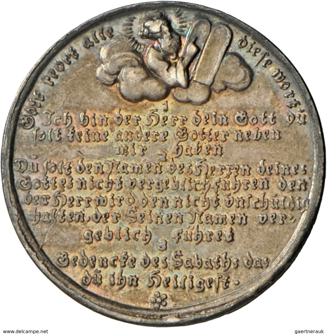 Medaillen - Religion: Silbermedaille O. J. (17. Jhd.), Auf Die 10 Gebote; 26 Mm, 5,2 G, Patina, Sehr - Non Classés