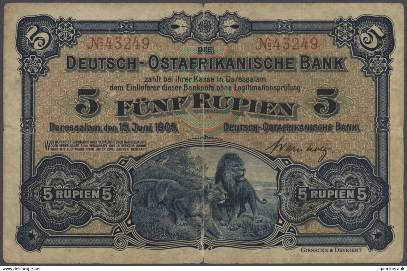 Deutsch-Ostafrika: Lot An 9 Münzen Und 2 Banknoten Aus DOA, Dabei Münzen: J. 711 - 1/4 Rupie 1891; J - German East Africa