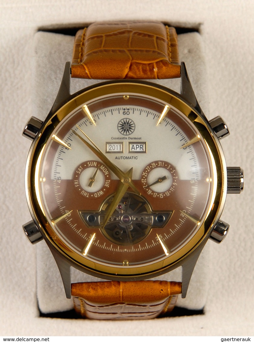 Uhren: 5 Herrenarmbanduhren Von Constantin Durmont: Quartz Chronograph Movement 8172, Keramikuhr GD- - Other & Unclassified