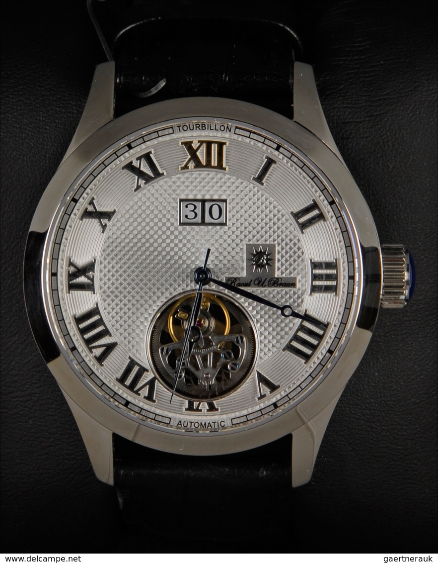 Uhren: 5 Herrenarmbanduhren Von Raoul U. Braun: Tourbullon RUB01-T1GL, RUB05-T13SL-si, Tourbillon RU - Autres & Non Classés
