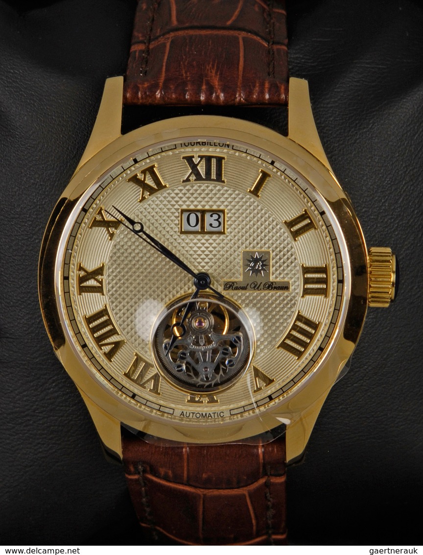Uhren: 5 Herrenarmbanduhren Von Raoul U. Braun: Tourbullon RUB01-T1GL, RUB05-T13SL-si, Tourbillon RU - Other & Unclassified