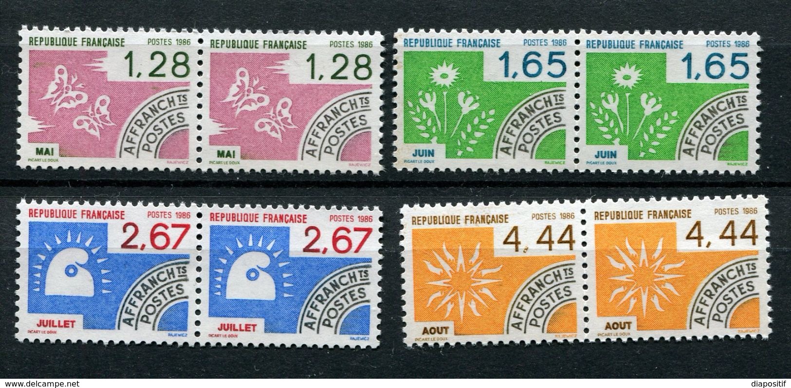 Préoblitérés 1986 - Paire N° 190 à 193 Neufs ** - 1er Choix - Bonne Cote - 1964-1988