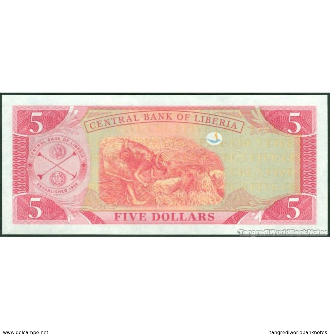 TWN - LIBERIA 26g - 5 Dollars 2011 Prefix AJ UNC - Liberia