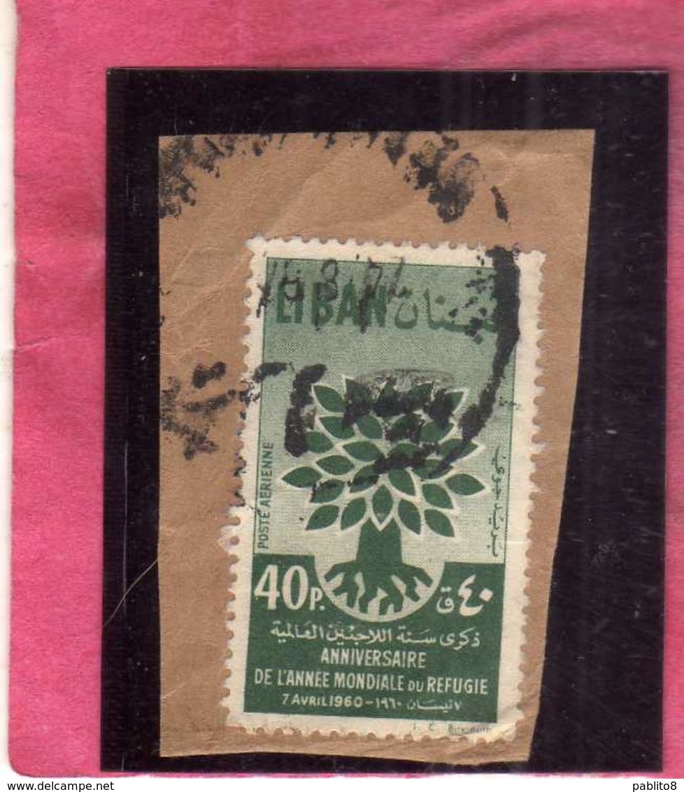 LIBANO LEBANON LIBAN 1960 Uprooted Oak Emblem 40p USATO USED OBLITERE' - Libano