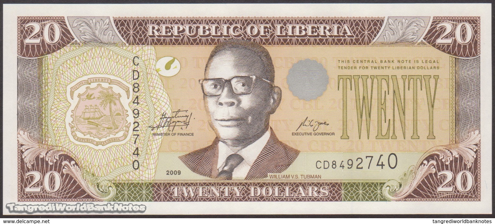 TWN - LIBERIA 28e - 20 Dollars 2009 Prefix CD UNC - Liberia