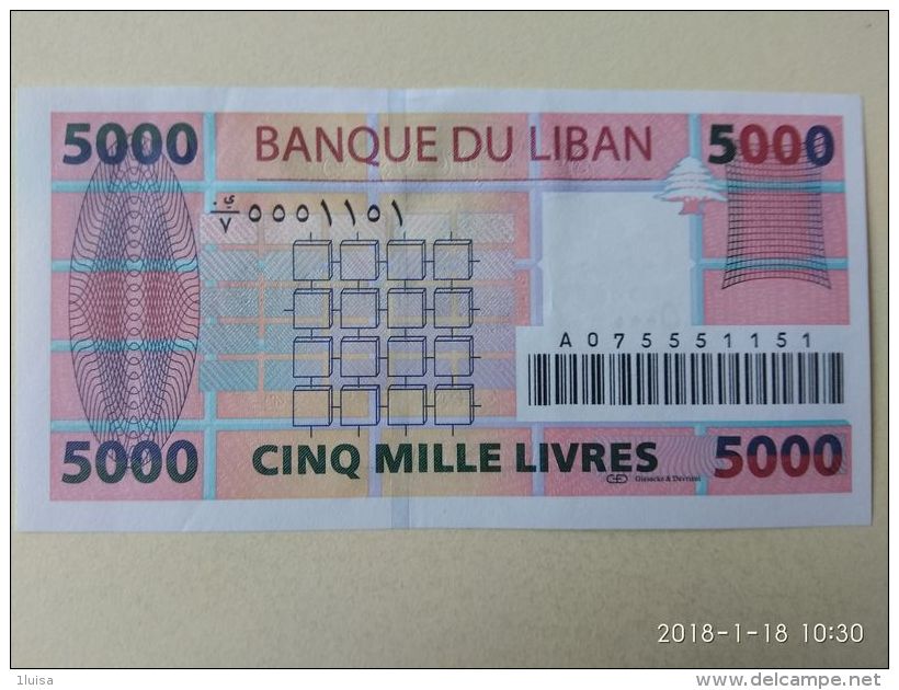 5000 Livres 1994 - Lebanon