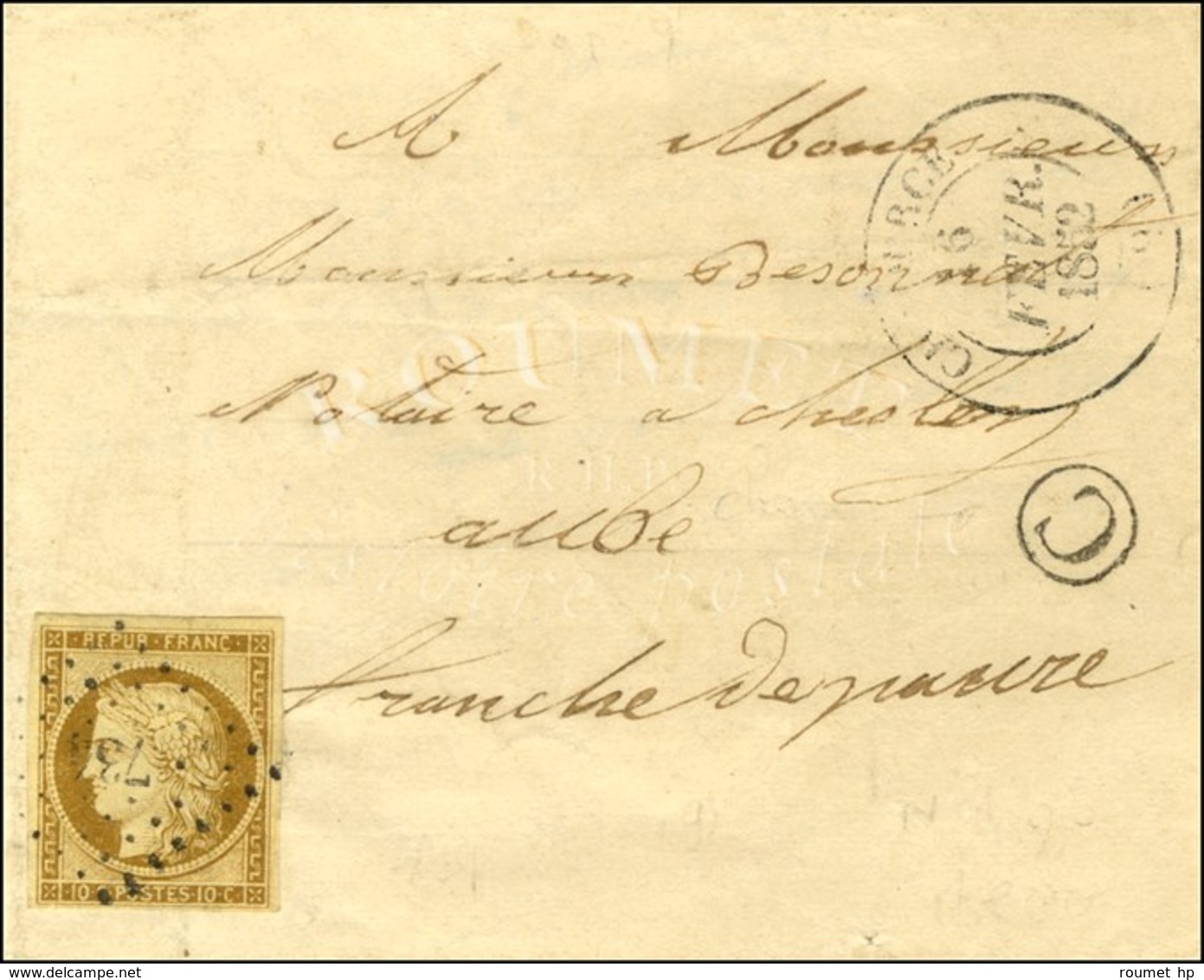 PC 734 / N° 1 Càd T 14 CHAOURCE (9) B. Rur. C Sur Lettre Avec Texte Adressée Localement. 1852. - TB / SUP. - R. - 1849-1850 Cérès