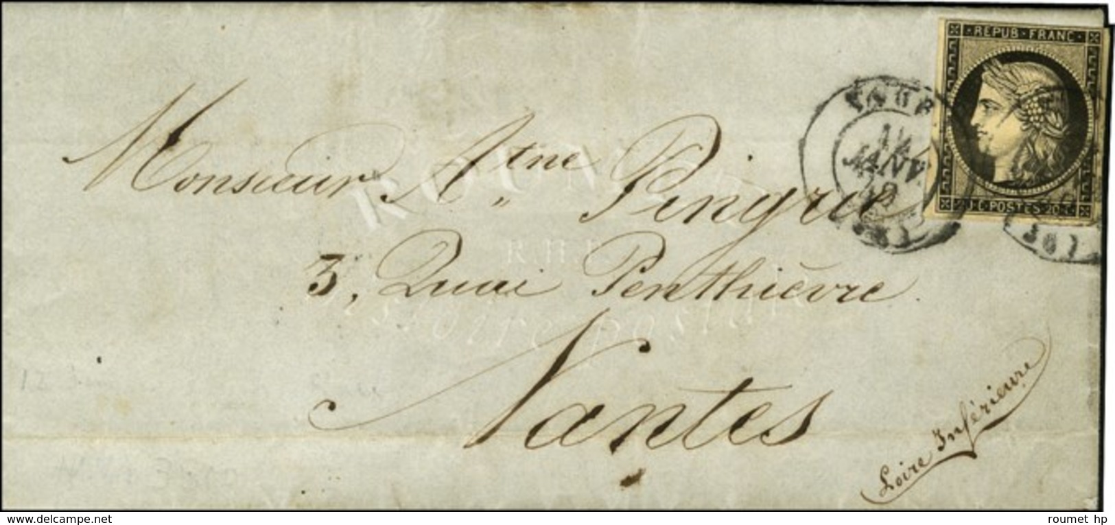 Càd T 15 TOURS (36) 12 JANV. 49 / N° 3 Sur Lettre Pour Nantes. - TB. - R. - 1849-1850 Ceres