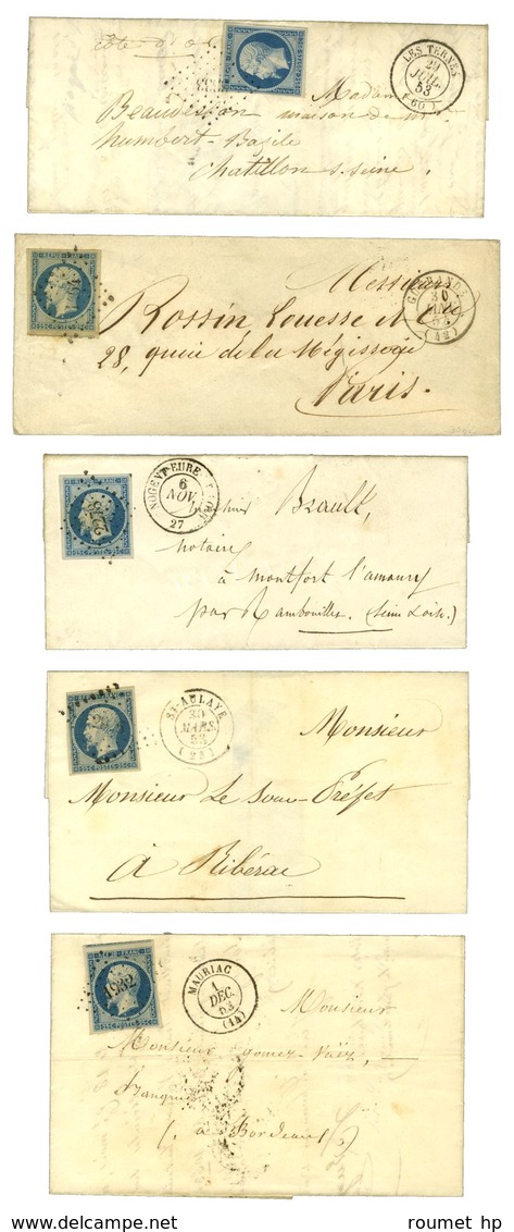 Lot De 5 Lettres Affranchies Avec N° 10, Diverses Nuances Et Oblitérations. Pièces Choisies. - TB / SUP. - 1852 Louis-Napoleon