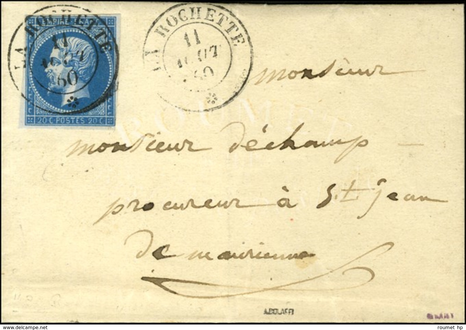 Càd Sarde LA ROCHETTE 11 AOUT 60 / N° 14 Sur Lettre Adressée Au Procureur De St Jean De Maurienne. - SUP. - R. - 1853-1860 Napoleon III