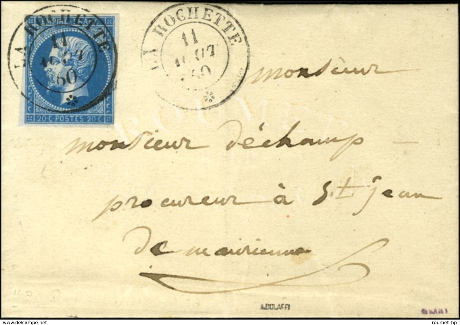 Càd Sarde LA ROCHETTE 11 AOUT 60 / N° 14 Sur Lettre Adressée Au Procureur De St Jean De Maurienne. - SUP. - R. - 1853-1860 Napoleone III