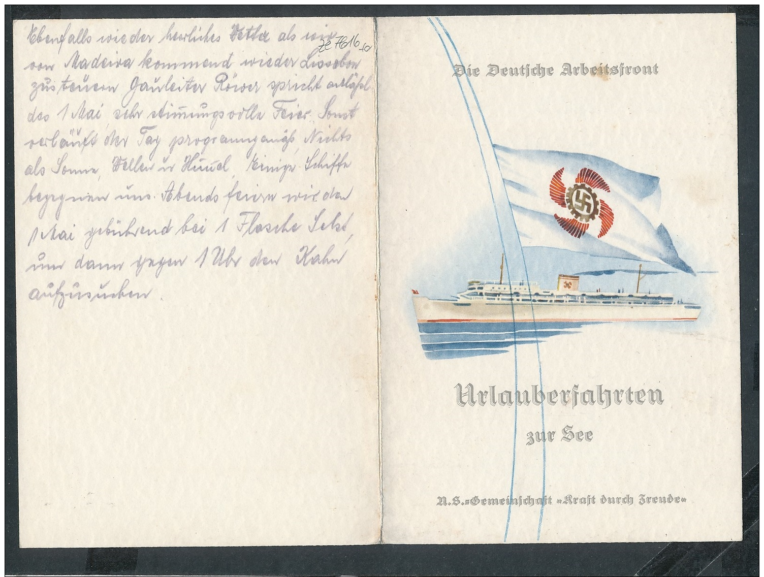 Speise Karte Der Wilhelm Gustloff-seltenes Dokument ....(ze7616 ) -siehe Bild - Briefe U. Dokumente