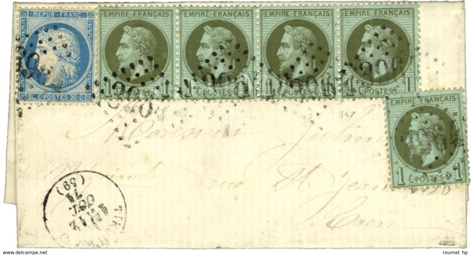 GC 3964 / N° 25 (5) + 37 Càd T 16 TINCHEBRAI (59) 12 OCT. 71. - TB. - 1863-1870 Napoleon III With Laurels