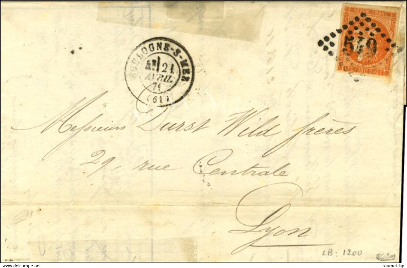 GC 549 / N° 48 Càd T 17 BOULOGNE-S-MER. 1871. - TB. - 1870 Ausgabe Bordeaux
