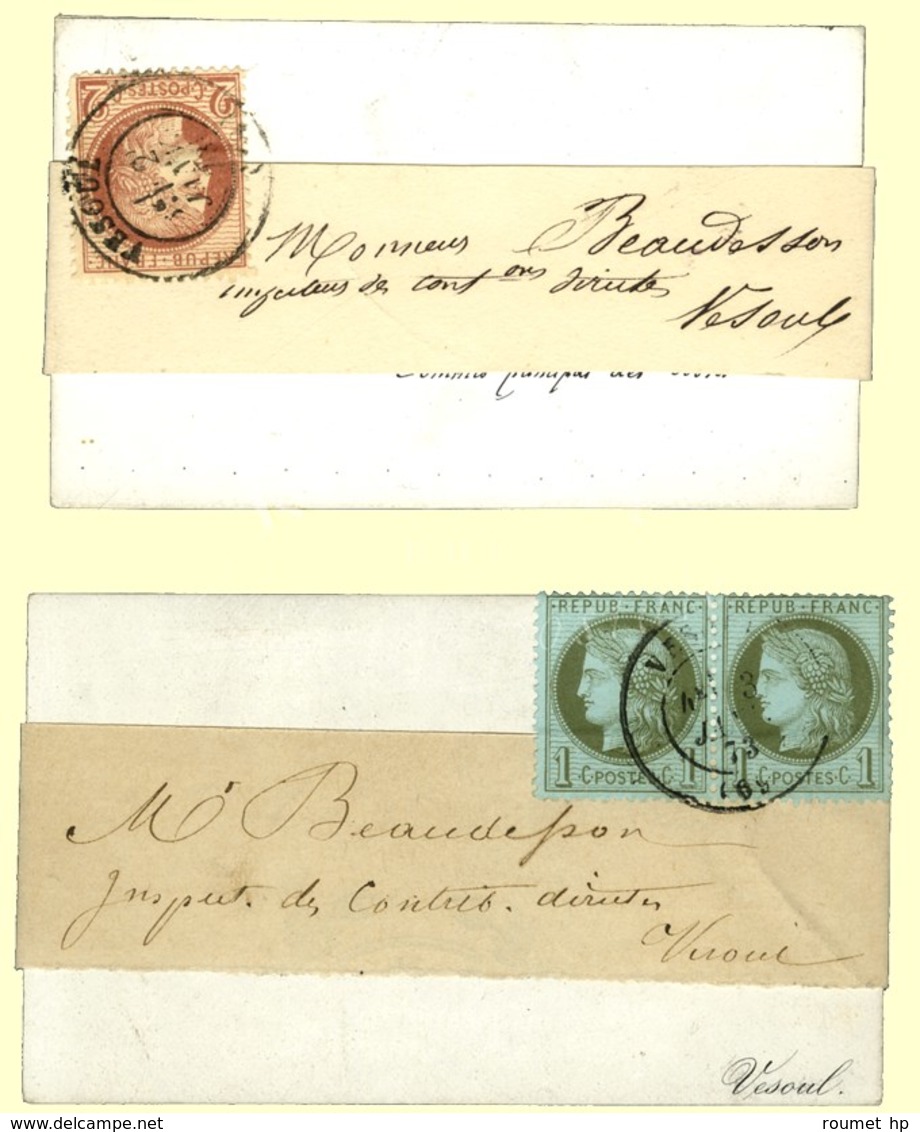 Lot De 2 Cartes Sous Bande Affranchies à 2c (N° 50 (2) ; N° 51). - SUP. - 1871-1875 Ceres