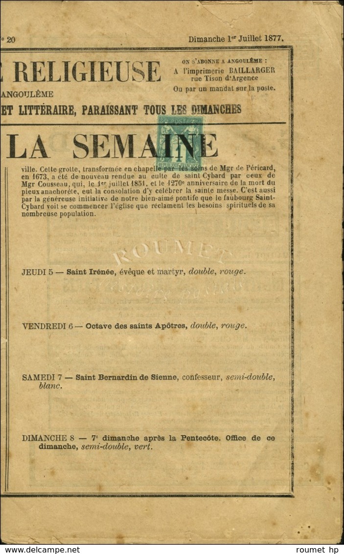 Oblitération Typo / N° 61 Sur Journal Entier La Semaine Religieuse. 1877. - TB / SUP. - RR. - 1876-1878 Sage (Typ I)