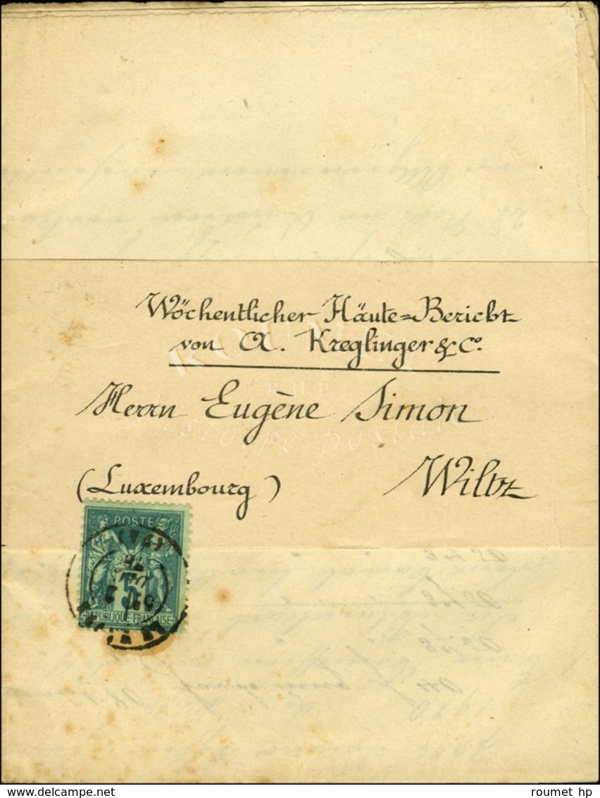 Càd LE HAVRE (74) / N° 75 Sur Imprimé Complet Sous Bande Pour Wiltz (Luxembourg). 1878. - TB / SUP. - 1876-1878 Sage (Typ I)
