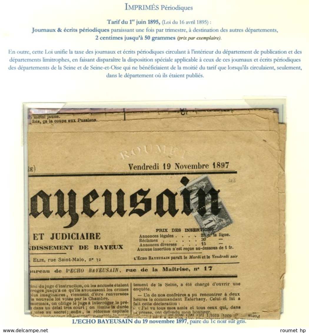 Oblitération Typo / N° 83 Paire Sur Journal Entier L'Echo Bayeusain Du 19 Novembre 1897. - TB. - 1876-1878 Sage (Type I)
