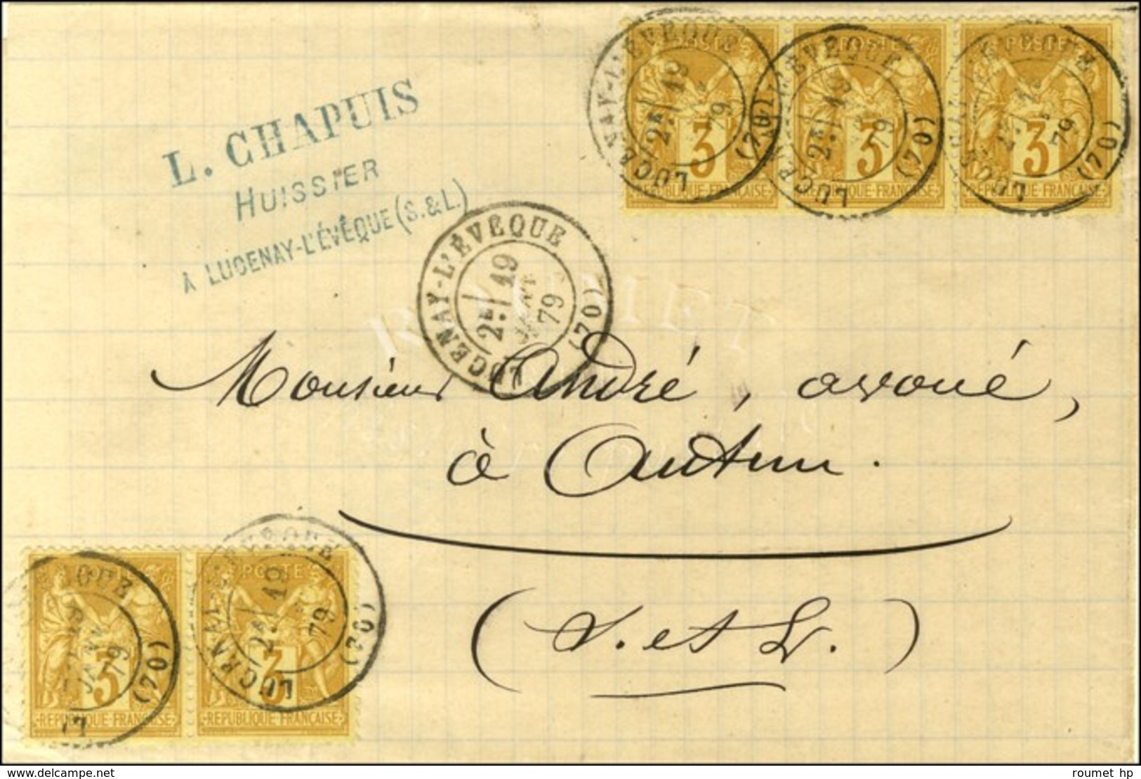 Càd T 17 LUCENAY-L’EVEQUE (70) / N° 86 (bande De 3 + Paire) Sur Lettre Pour Autun. 1879. Affranchissement Rare. - SUP. - 1876-1878 Sage (Typ I)