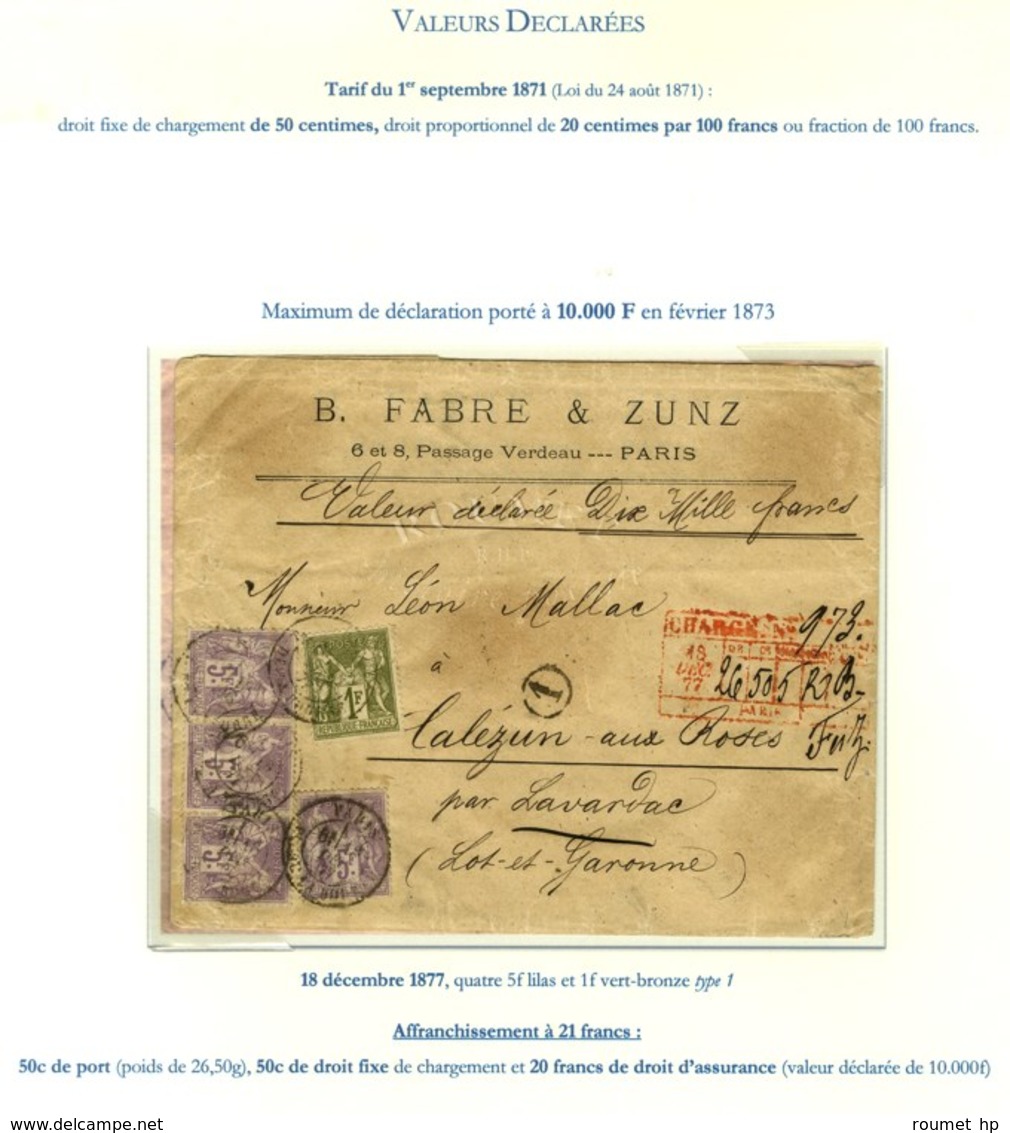 Càd PARIS / PL. DE LA BOURSE / N° 72 + 95 Bande De 3 + 1 Ex. (descriptif De Chargement Rouge Au Recto) 18 DEC. 77 Sur Le - 1876-1878 Sage (Tipo I)