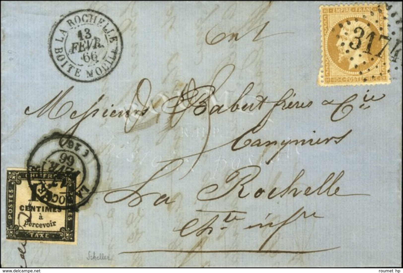 GC 3174 / N° 21 Sur Lettre Avec Texte Daté De Dampierre Le 13 Février 1866 Remise à La Boite Mobile Pour La Rochelle. Au - 1859-1959 Briefe & Dokumente