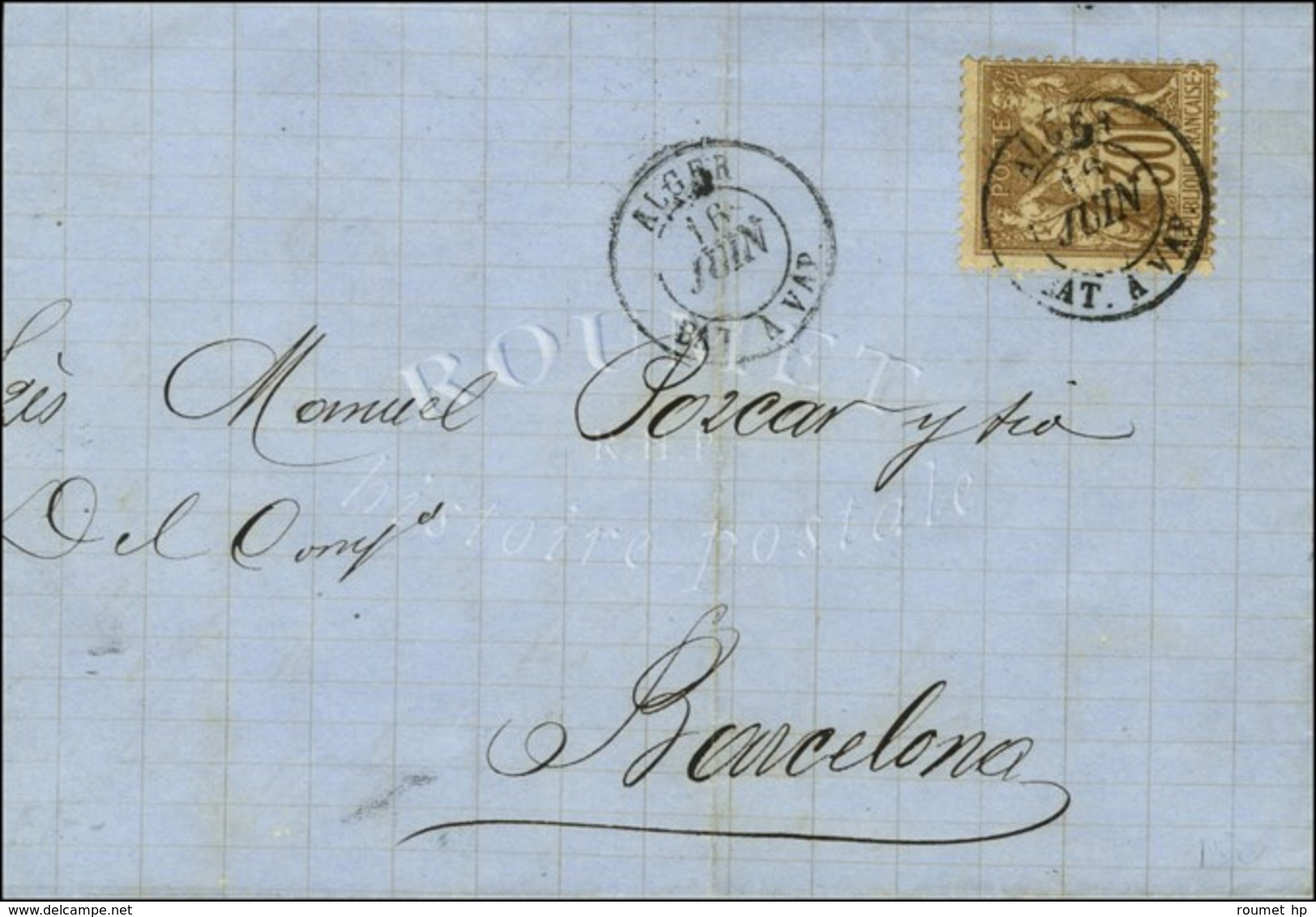 Càd ALGER / BAT A VAP / N° 69 Sur Lettre Pour Barcelone. 1877. - SUP. - Other & Unclassified