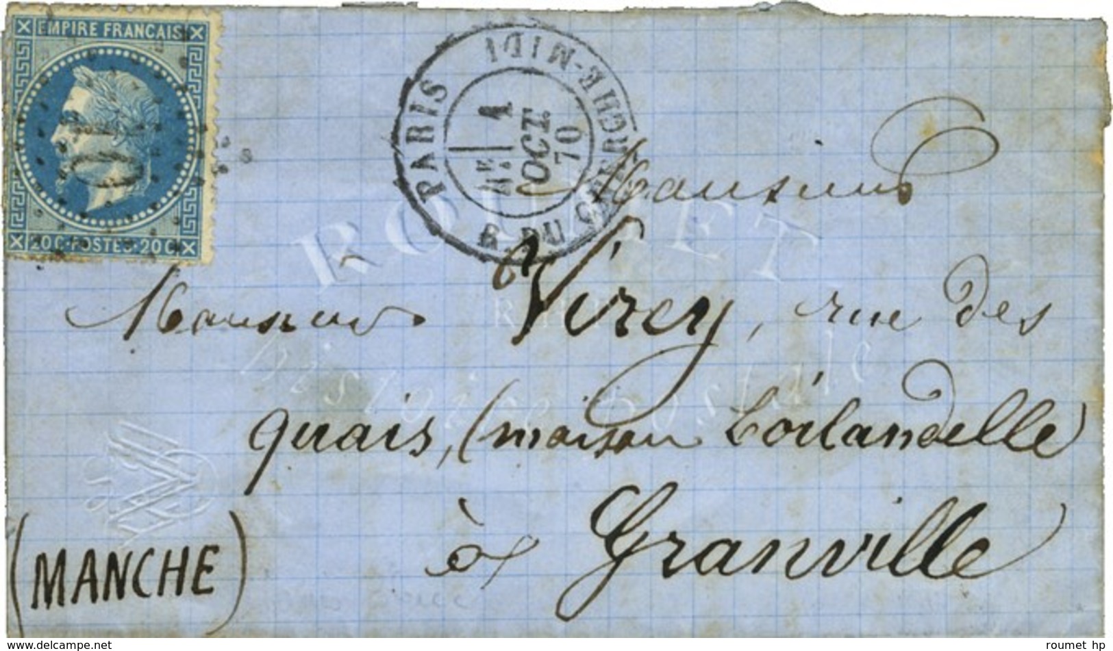 Etoile 10 / N° 29 Càd PARIS / R. DU CHERCHE MIDI 1 OCT. 70 Sur Lettre Pour Granville. Au Verso, Càd D'arrivée 15 OCT. 70 - War 1870