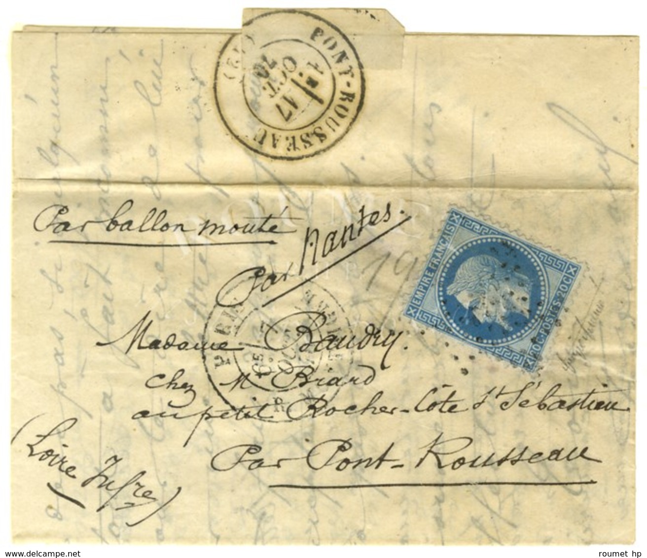 Etoile 9 / N° 29 Càd PARIS / R. MONTAIGNE 7 OCT. 70 Sur Lettre Pour Pont-Rousseau. Au Verso, Càd D'arrivée 17 OCT. 70. L - Guerra Del 1870