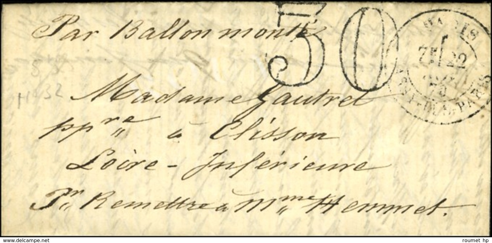 Càd PARIS / PASSY LES PARIS Taxe 30 DT Sur Lettre Pour Clisson Avec Superbe Texte Sur Les Moyens De Communication Pour L - Guerra Del 1870