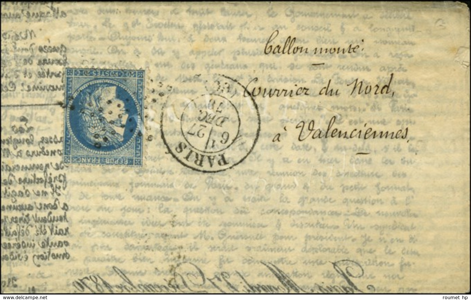 Etoile / N° 37 Càd PARIS (60) 27 DEC. 70 Sur Agence Havas Edition Française Adressée Au Journal Le Courrier Du Nord à Va - Guerra Del 1870