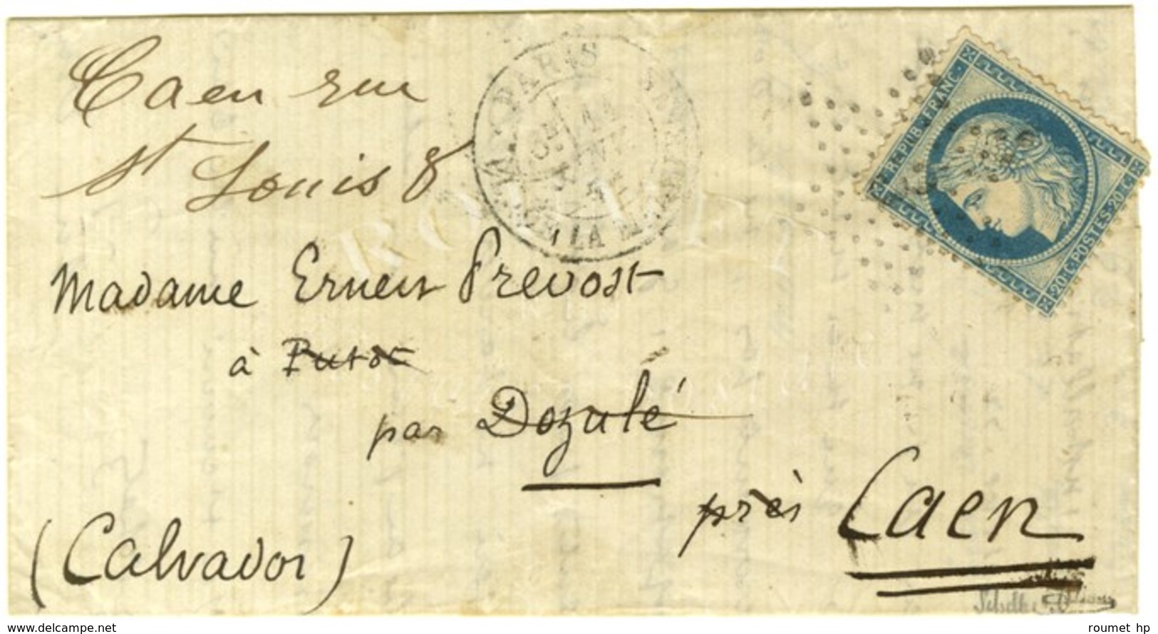 Etoile 3 / N° 37 Càd PARIS / PL. DE LA MADELEINE 11 JANV. 71 Sur Lettre Pour Putot Réexpédiée à Caen. Au Verso, Càd D'ar - War 1870