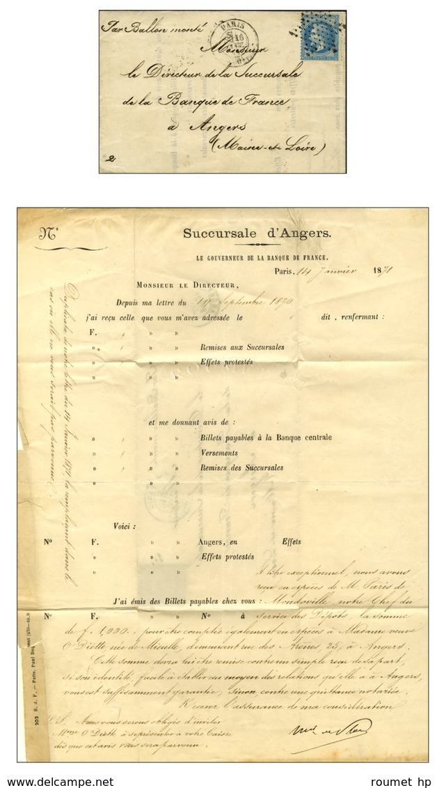 Etoile / N° 29 Càd PARIS (60) 16 JANV. 70 Sur Lettre Avec Texte Imprimé Du Gouverneur De La Banque De France Adressée Au - Guerra Del 1870