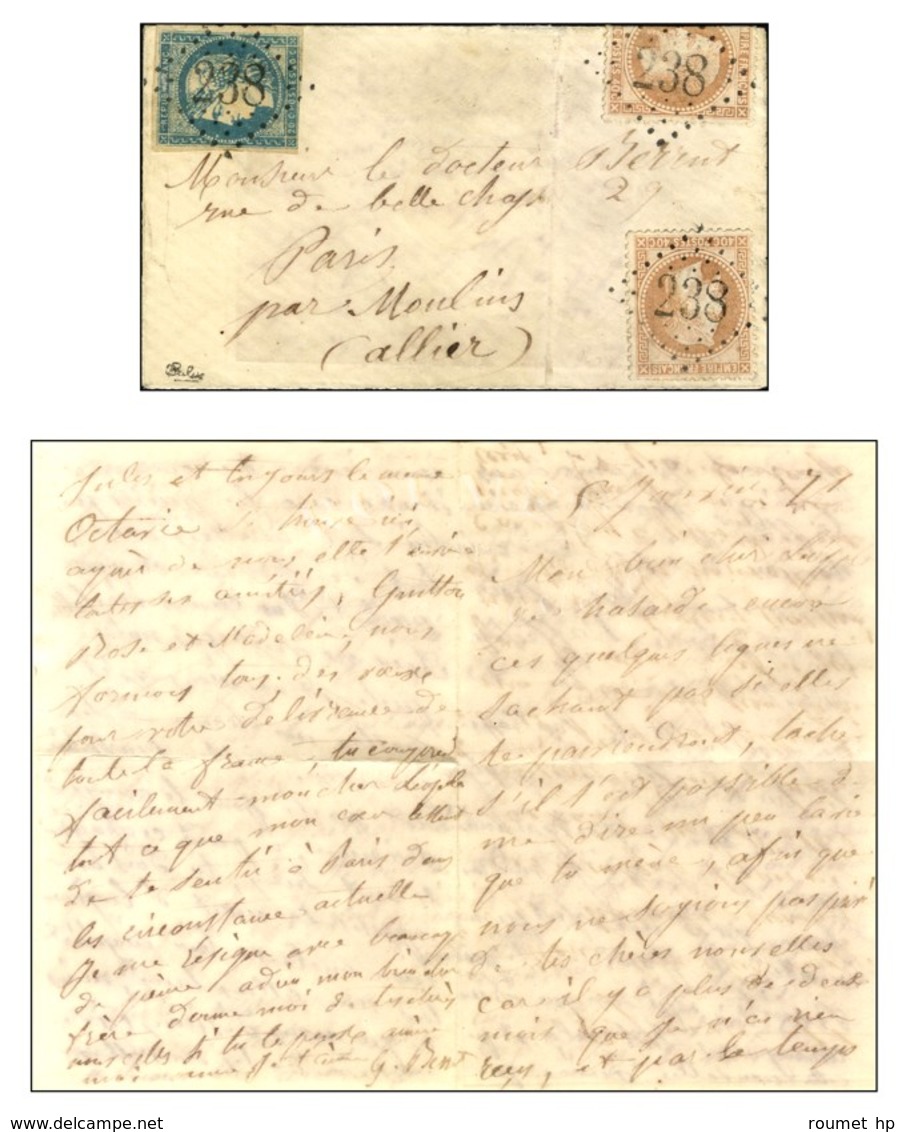 GC 238 (Auriol) / N° 31 (2) + 44 Sur Boule De Moulins Avec Texte Daté Du 5 Janvier 71 Sans Càd D'arrivée. Bel Affranchis - War 1870